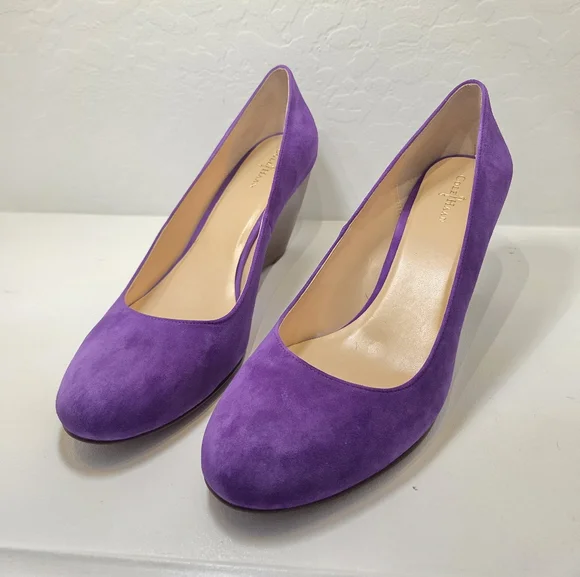 Cole Haan Purple Seude Wedges NEW - Picture 4 of 7